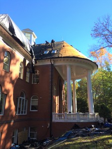 example of a semicircular portico roof replaced by J-Built